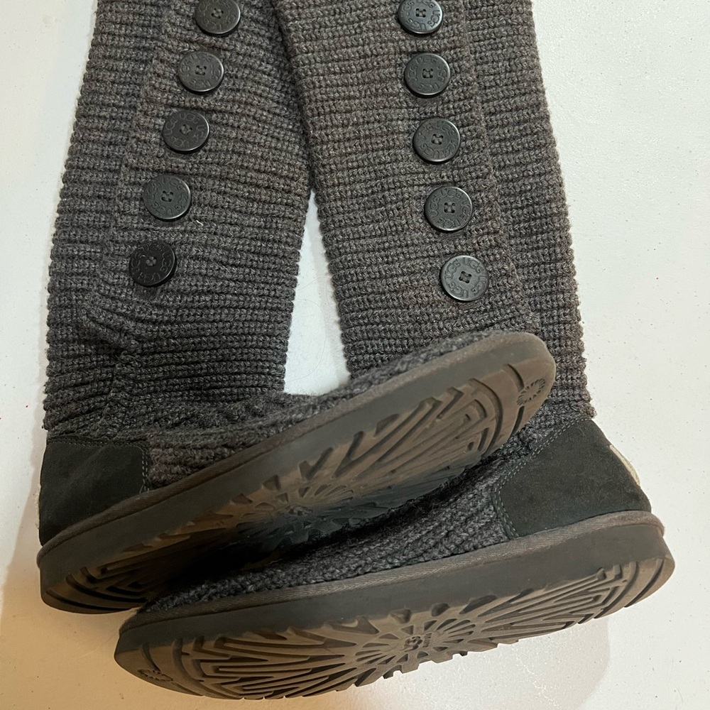 UGG Grey Knit Button Boots women’s 9